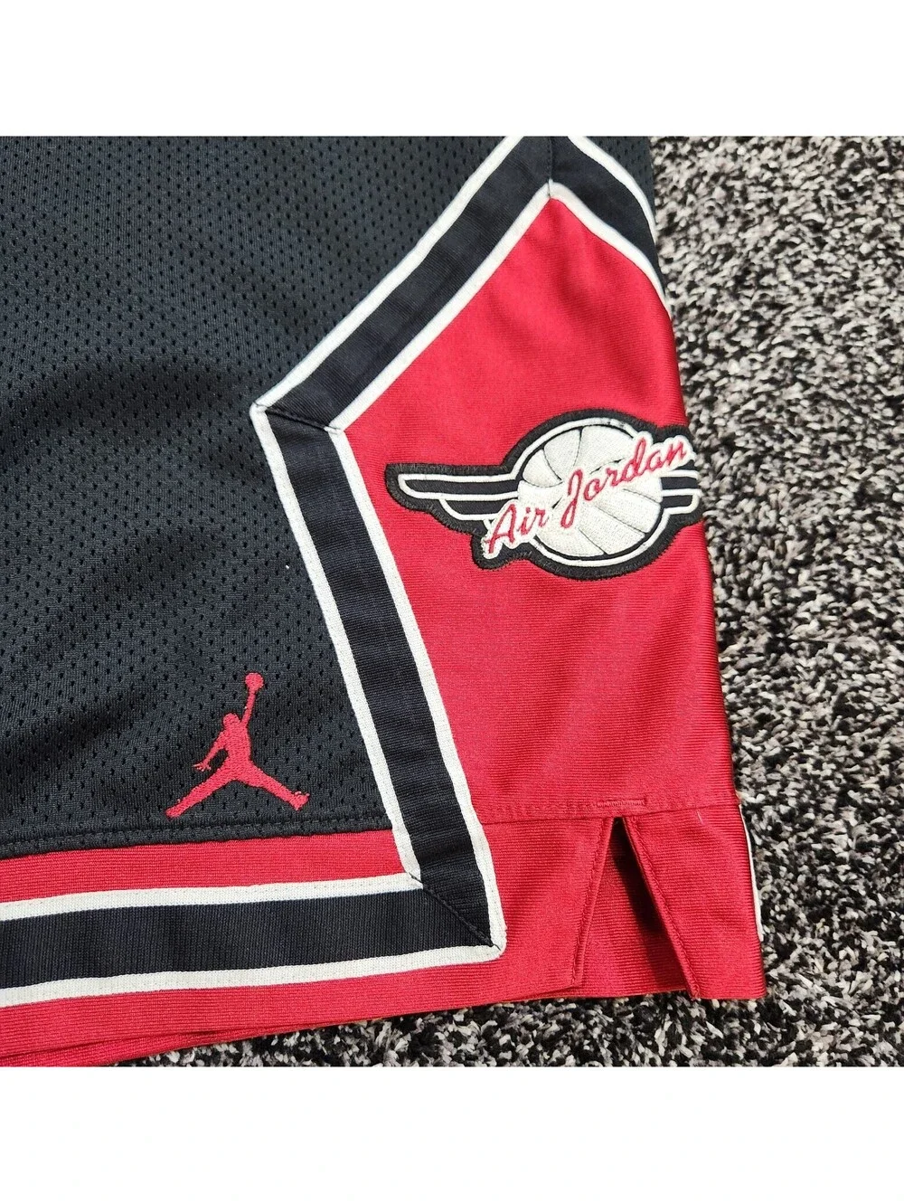 Vtg Nike Air Jordan Wings Shorts Mens 2XL Black Red 20th Anniversary Mesh Y2K